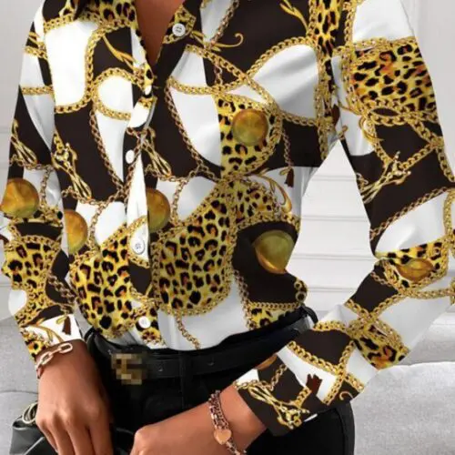 Stylish Printed Lapel Long Sleeve Shirt