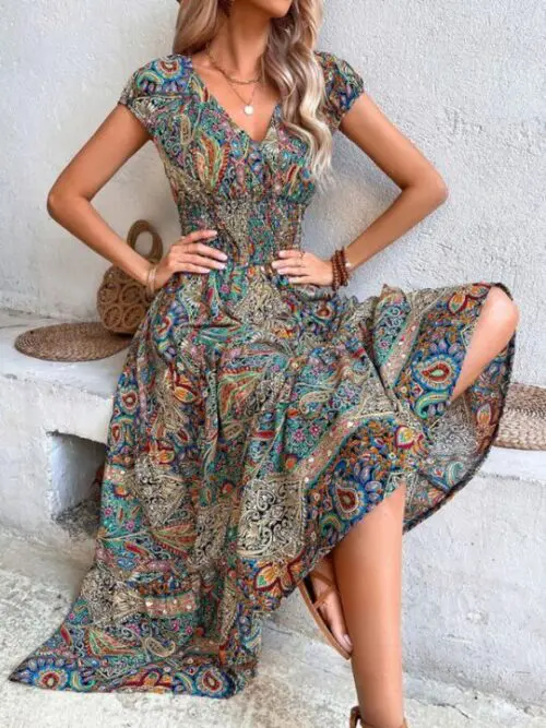 Bohemian Chic- High Waist Summer Dress