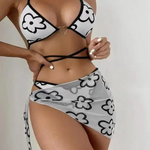 Floral Delight-Three-Pack Bikini and Matching Beach Cover Up Set