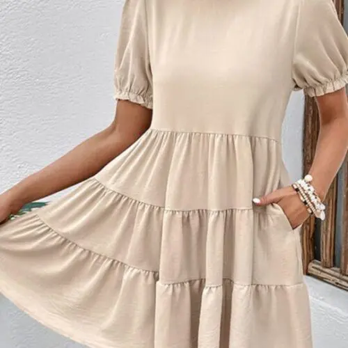 Multilayer Elegance Loose Puff Sleeve Dress