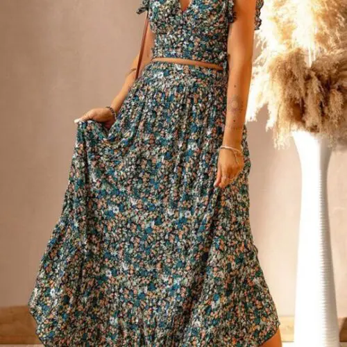 V-Neck Short-Sleeved Pullover Irregular Dress with Waist Slimming Design