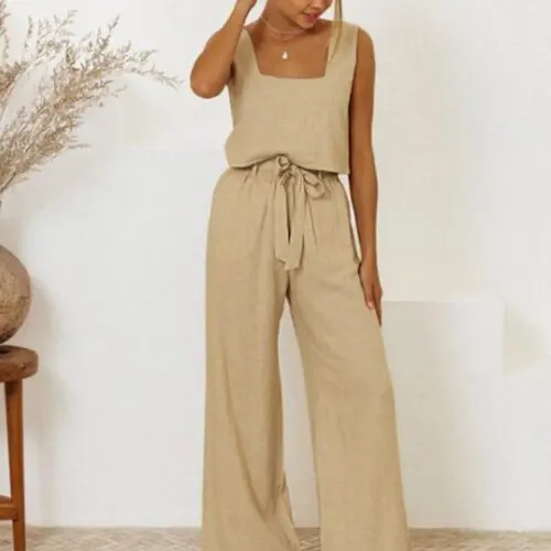 New Sleeveless Vest and Loose Trousers Ladies Fashion Suit