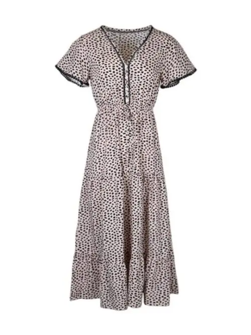 V-Neck Print Skirt Fashion Dress