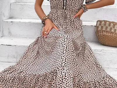 V-Neck Print Skirt Fashion Dress