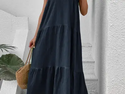 Strappy Round-Neck Sleeveless Dress in Minimalist Design