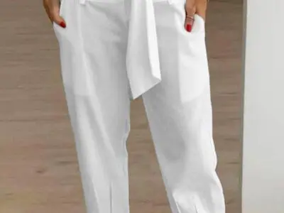 Solid Color Casual Cropped Pants