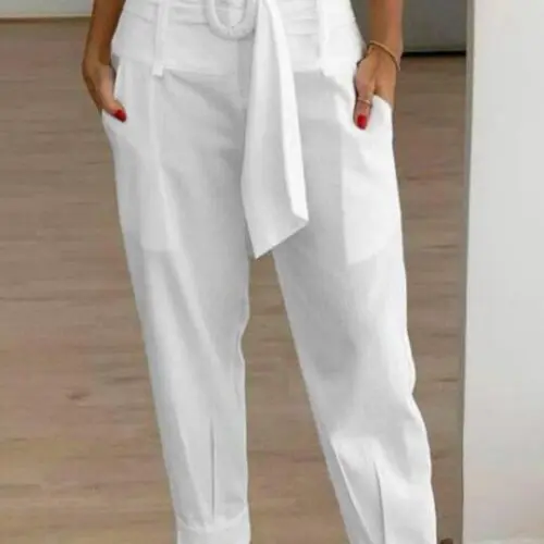 Solid Color Casual Cropped Pants