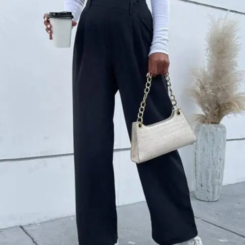 Fashion Solid Color Waist Casual Pants