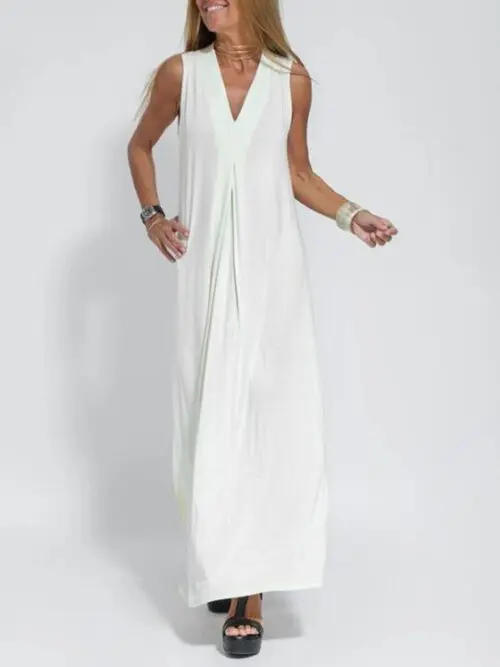 New Solid Color Pullover V-Neck Dress for Any Occasion