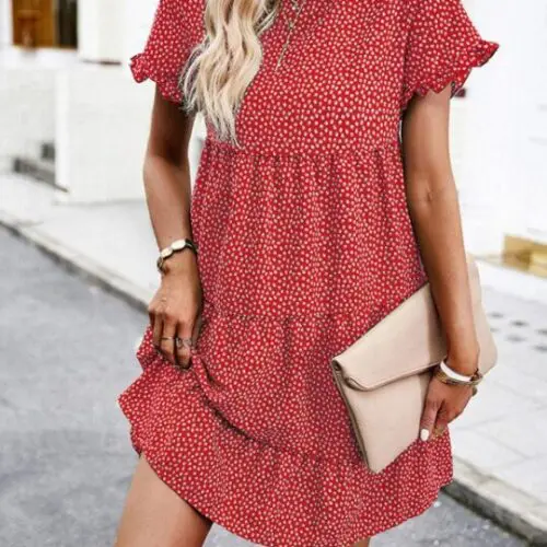 Chic- Relaxed Loose Layered Print Dress for Effortless Style