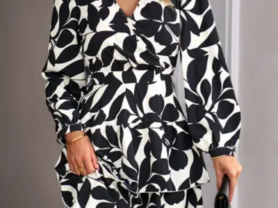 Trendy Casual V-Neck Printed Dress for Women