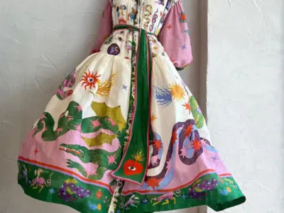 Elegant Long Sleeve Dress with Unique Print
