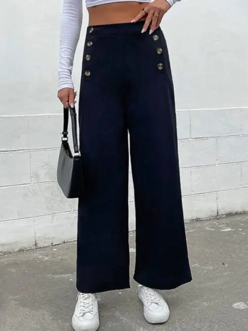 Chic Slim Button Casual Pants with Cross-Border Style