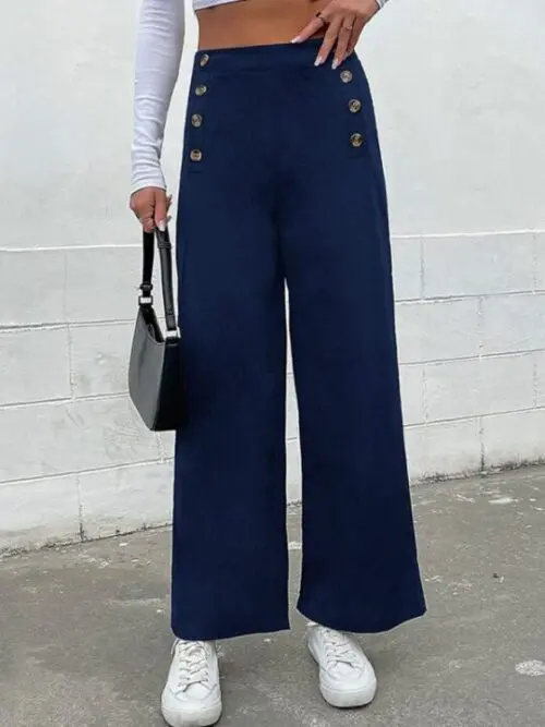 Chic Slim Button Casual Pants with Cross-Border Style