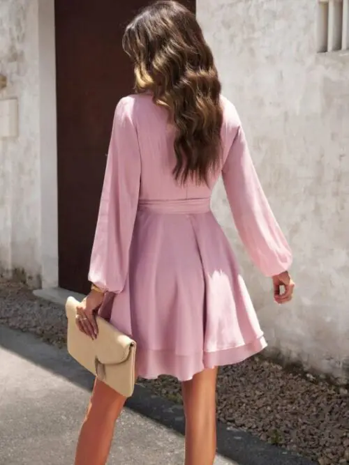 V-Neck Elegant Long-Sleeved Multi-Layered Dress