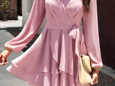 V-Neck Elegant Long-Sleeved Multi-Layered Dress
