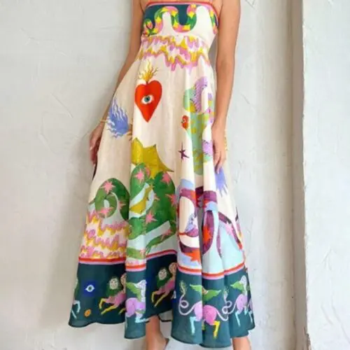 Sleeveless Straps Swing Casual Long Dress