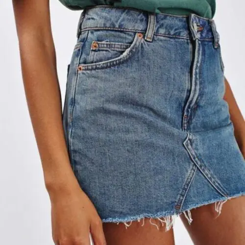 Stylish Raw Edge Denim A-Line Skirt