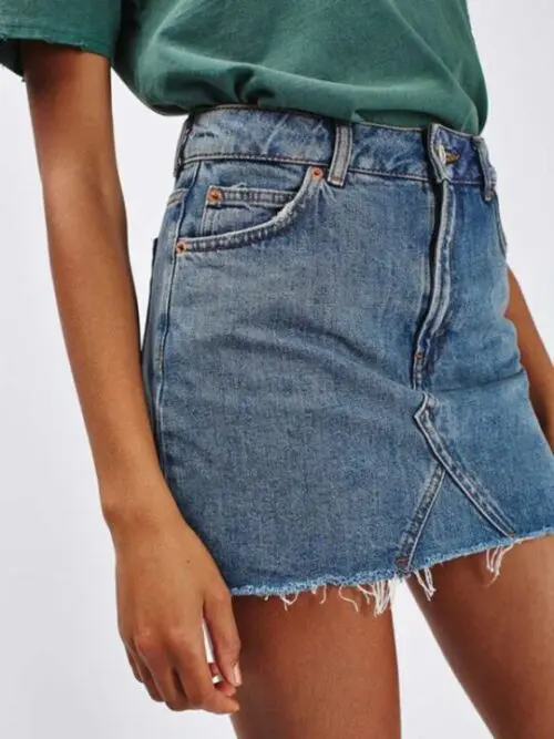 Stylish Raw Edge Denim A-Line Skirt