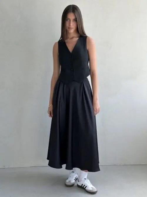 Elegant High-Waisted Satin Maxi Skirt