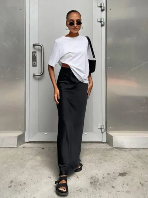 Sophisticated High-Waisted Satin Maxi Skirt