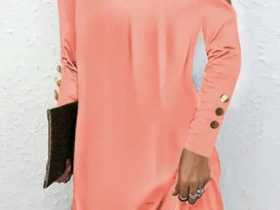 Chic Metal Buckle Halter Button Dress