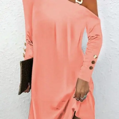 Chic Metal Buckle Halter Button Dress