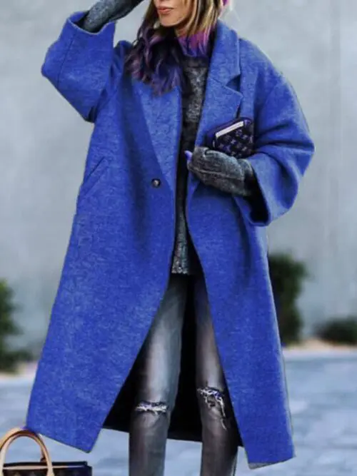 Chic Beltless Woolen Jacket | Loose Lapel Design for Commuting
