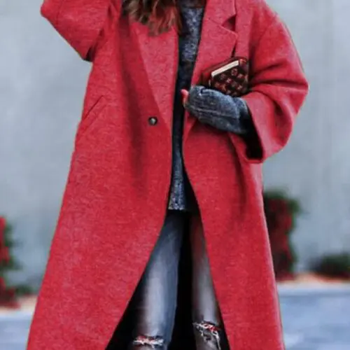 Chic Beltless Woolen Jacket | Loose Lapel Design for Commuting