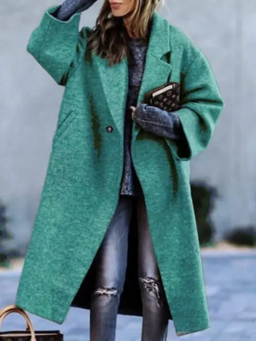 Chic Beltless Woolen Jacket | Loose Lapel Design for Commuting