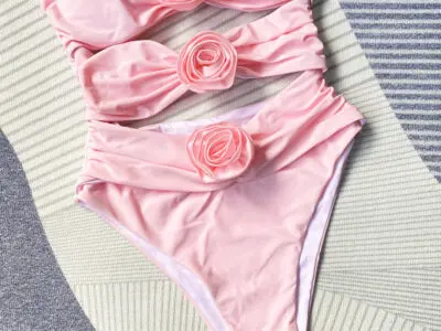 New Solid Color Sexy Three-Dimensional Flower One-Piece Swimsuit