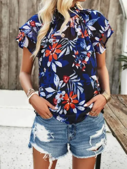 Casual Printed Short-Sleeved Tops