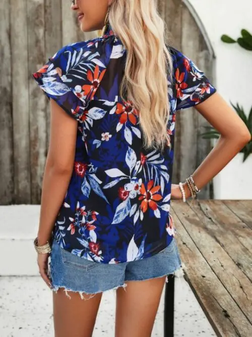 Casual Printed Short-Sleeved Tops
