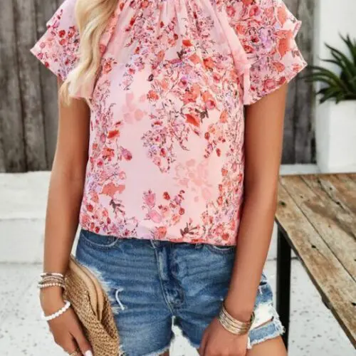 Casual Printed Short-Sleeved Tops