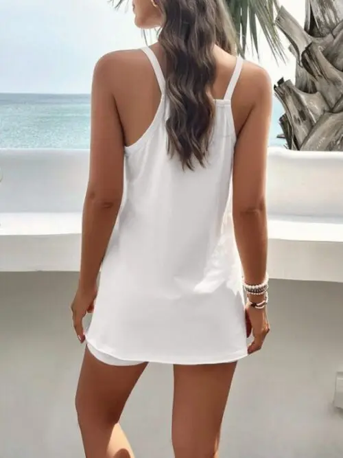 Casual and Fashionable Solid Color Suspender Suit
