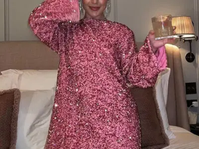 Round Neck Long Sleeve Sequin Dress- Loose and Sexy