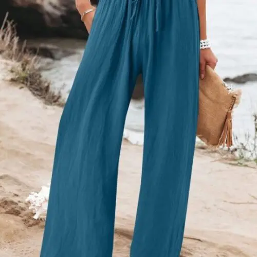 Versatile Elastic Wide Leg Trousers