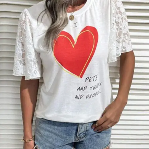 Stylish Love Printed Short Sleeve T-Shirt