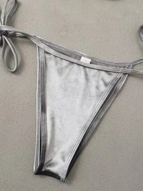 Golden Velvet Elegance- Strappy Bikini with a Touch of Glamour