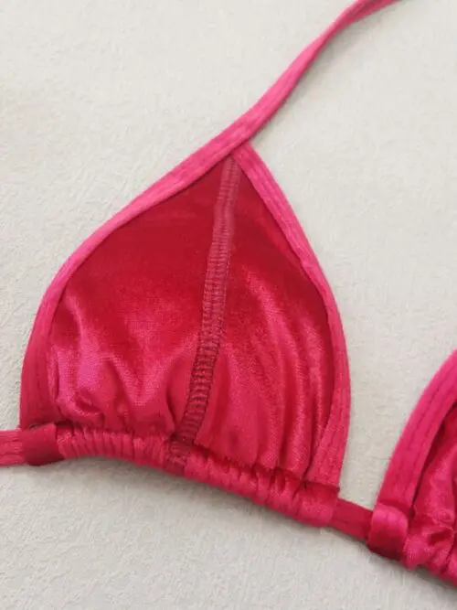Golden Velvet Elegance- Strappy Bikini with a Touch of Glamour