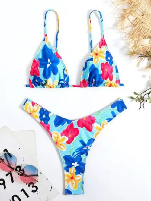 Printed High-Waisted Strappy Two-Piece Bikini