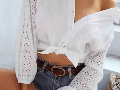 Lace Sleeve Solid Color Shirt