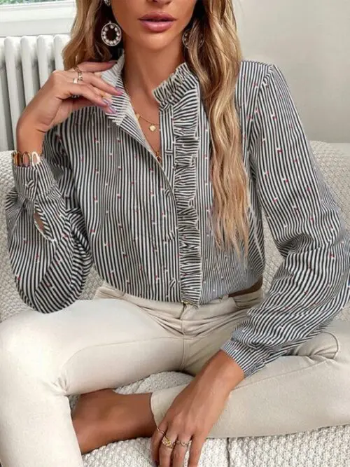 Striped Long-Sleeved Blouse