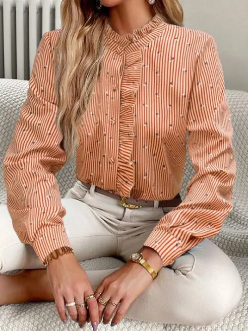 Striped Long-Sleeved Blouse