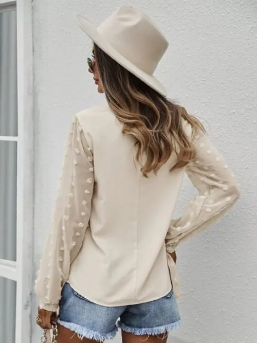 Elegant V-Neck Puff Sleeve Shirt