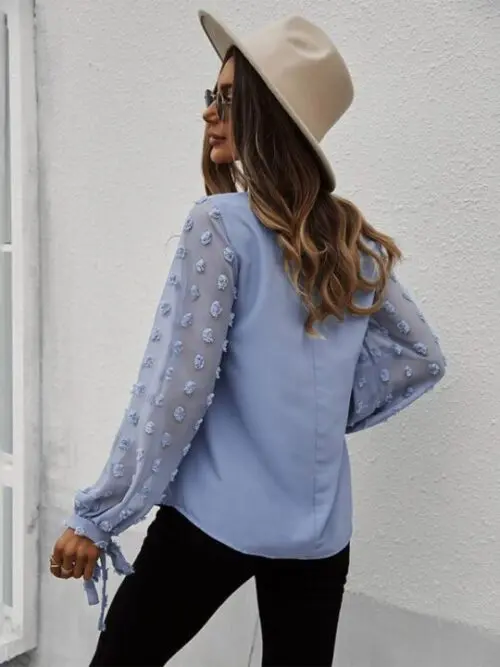 Elegant V-Neck Puff Sleeve Shirt