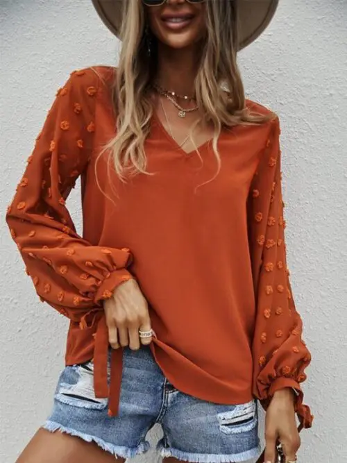 Elegant V-Neck Puff Sleeve Shirt