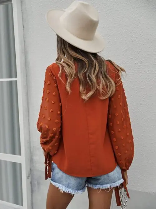 Elegant V-Neck Puff Sleeve Shirt