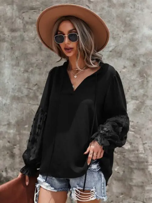Top with Puff Sleeves | Elevate Your Casual Style with Solid Color Elegance