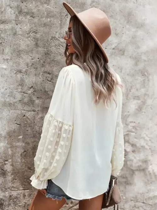 Top with Puff Sleeves | Elevate Your Casual Style with Solid Color Elegance